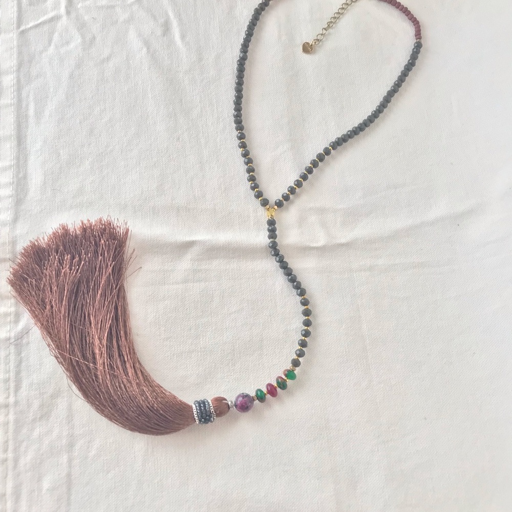 Nakamol Natural Beaded Necklace with Tassel